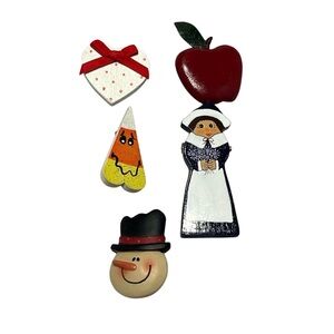 Set of 5 Handmade Holiday Pins.